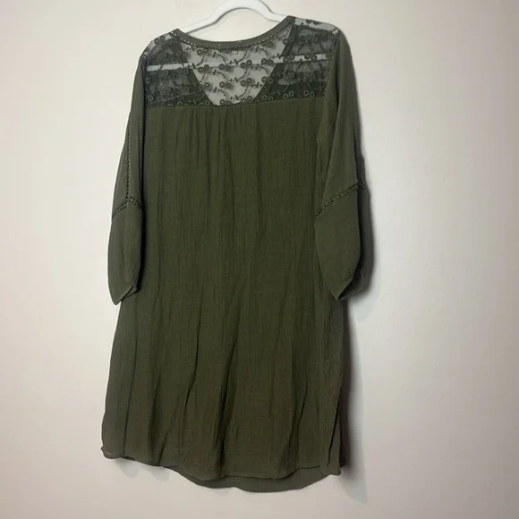 Indigo Rose Dark Army Green Dress with Floral Lace Detail Size 1X - Picture 6 of 6